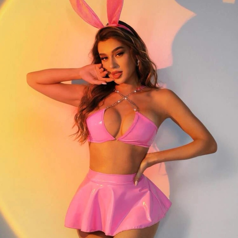 “Leather” pink bunny